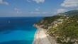 © aerial-drone - Aerial drone photo of paradise secluded sandy beach of Milos in island of Lefkada, Ionian, Greece