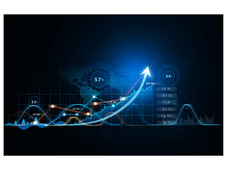 Wall Mural - Financial business data graph chart. Chart analytics concept.