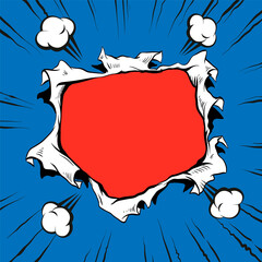 Comic book hole, boom explosion vector illustration