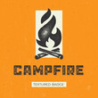 Retro campfire distressed badge. Template for greeting cards, posters, prints and other design.