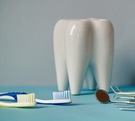 Teeth before a choice - either brush or heal