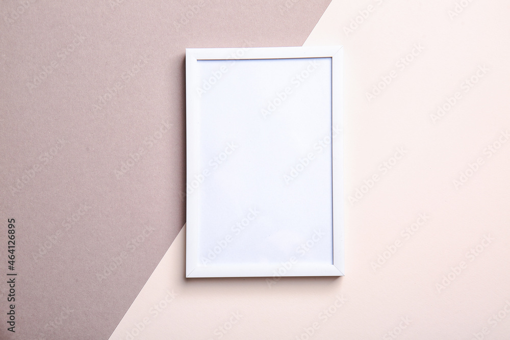 Blank photo frame on color background