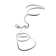 Face of an African American man close-up one line drawing on white isolated background. Vector illustration