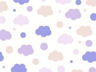 Wall Mural - Kids colourful clouds vector pattern.  Pastel colours cloud and moon cute pattern. Children decor background. 