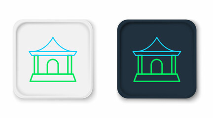 Poster - Line Traditional chinese house icon isolated on white background. Colorful outline concept. Vector