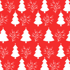 Wall Mural - seamless christmas tree pattern in flat design