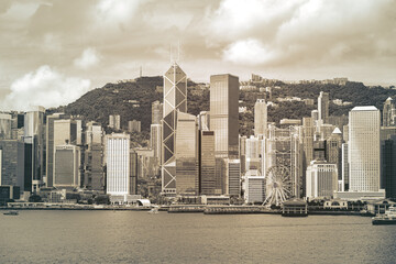 Wall Mural - Cityscape and skyline at Victoria Harbour in Hong Kong city