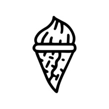 Cone Ice Cream Line Vector Doodle Simple Icon
