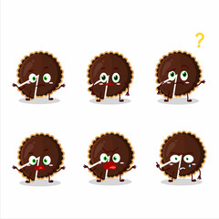 Poster - Cartoon character of chocolate tart with what expression