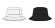 Bucket hat template vector illustration set
