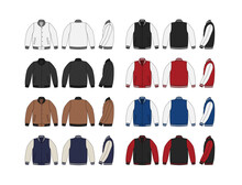 Varsity Jacket ( Baseball Jacket )  Template Illustration Set (front,back And Side )
