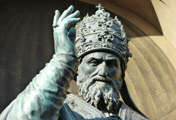 Statue of Pope Gregorio XIII in Bologna city hall. Italy