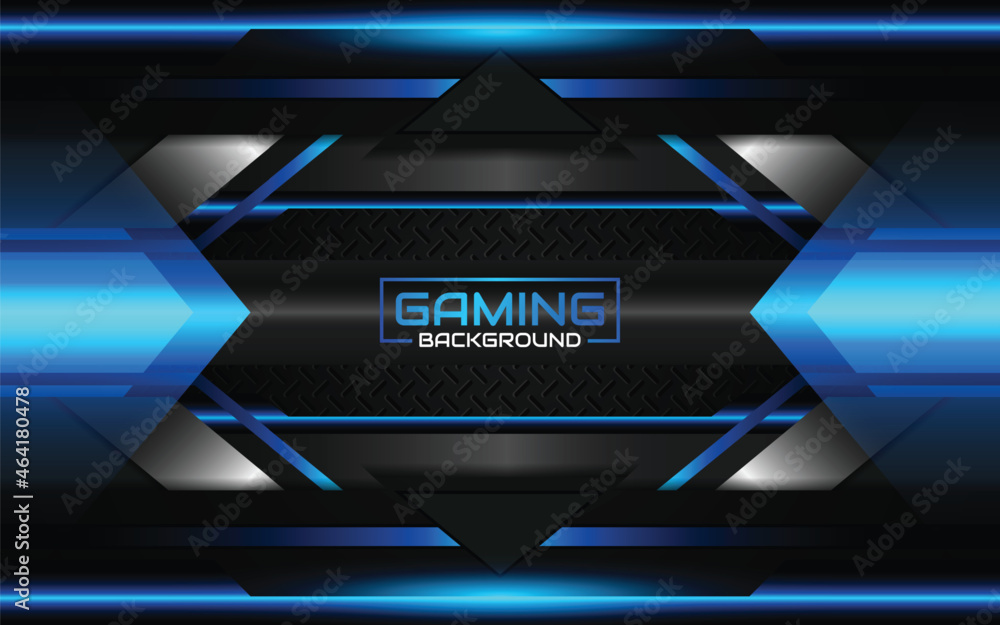 Abstract light futuristic blue and black gaming background with modern ...