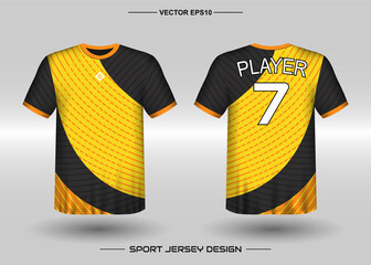 Wall Mural - T-shirt sport vector design template, Soccer jersey mockup for football club. uniform front and back view. Clothing Men adult. Can use for printing, branding logo team, squad, match event, tournament