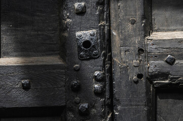 Wall Mural - Closeup of an old vintage wooden door