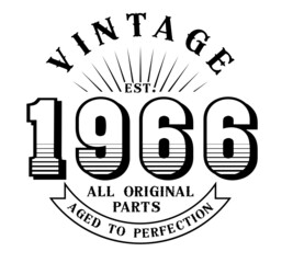 vintage 1966 Aged to perfection Original parts, 1966 birthday typography design for T-shirt