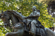 Detailed View Of A Statue Of Napoleon III In A Park In Milan
