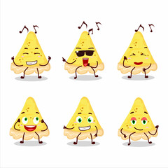 Wall Mural - An image of slice of cheese tart dancer cartoon character enjoying the music