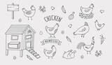 Fototapeta Łazienka - chicken farm organic eggs and meat icon set