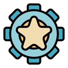 Poster - Star gear icon. Outline star gear vector icon color flat isolated