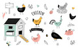 chicken farm organic eggs and meat icon set