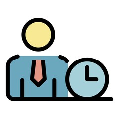 Poster - Office work time icon. Outline office work time vector icon color flat isolated