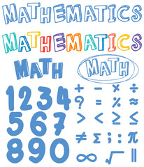 Set of math number and symbol