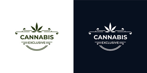 vintage style cannabis logo set