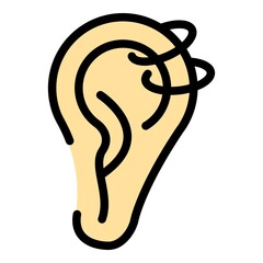 Canvas Print - Shape ear piercing icon. Outline shape ear piercing vector icon color flat isolated