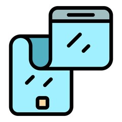Sticker - Future flex phone icon. Outline future flex phone vector icon color flat isolated