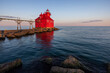 Sturgeon Bay Breakwater Lighthouse Along Lake Michigan.