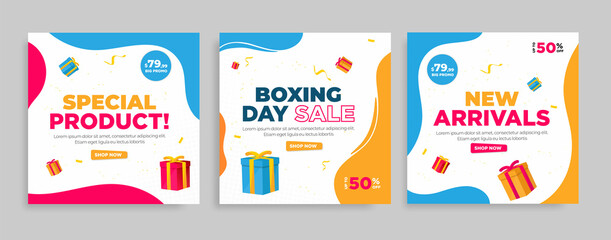 Boxing day sale cocial media post collection.