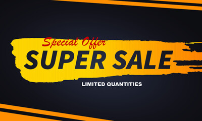 Wall Mural - Vector illustration super sale banner template design, Big sales special offer limited quantities. End of season on grey background