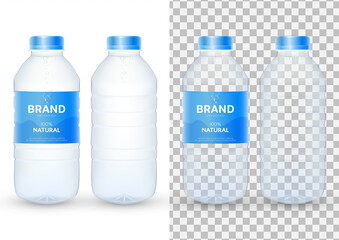 Wall Mural - Mineral drinking water bottle package mockup design vector illustration