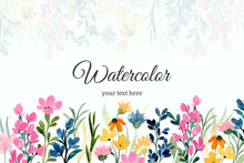 Colorful Wildflower Background With Watercolor
