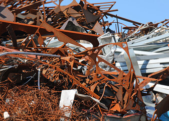 Wall Mural - pile of rusty ferrous scrap in a landfill of a foundry