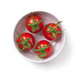 Cherry Tomatoes In White Bowl Isolated