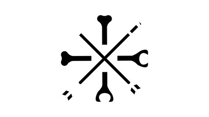 Wall Mural - bones and arrows boho animated glyph icon. bones and arrows boho sign. isolated on white background