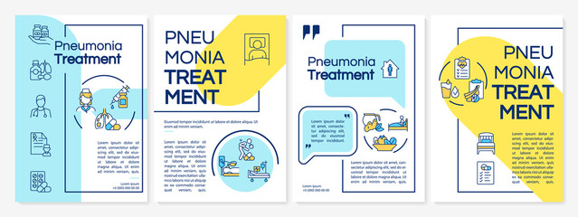 Pneumonia cure brochure template. Prescribing antibiotics, drugs. Flyer, booklet, leaflet print, cover design with linear icons. Vector layouts for presentation, annual reports, advertisement pages