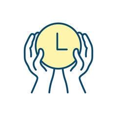 Sticker - Time management RGB color icon. Tracking time. Maximizing efficiency and productivity. Managing time effectively. Setting deadlines. Isolated vector illustration. Simple filled line drawing