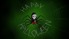 Spider In Web 3d Happy Halloween Animation Seamless Loop