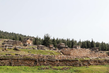 Wall Mural - ancient ruined tombs of Necropolis in Hierapolis, Turkey