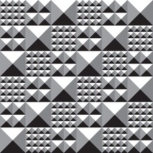 Seamless Mosaic Pattern With Pyramid Relief Volume Surface. Monochrome Gray Shades. Vector