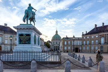 Wall Mural - view from amalienborg castle to copenhagen cathedral