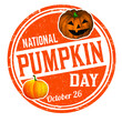 National pumpkin day grunge rubber stamp on white background, vector illustration