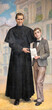ROME, ITALY - AUGUST 31, 2021: The painting of St. Don Bosco and Dominic Savio in the church Chiesa del Sacro Cuore di Gesù by Paolo Giovanni Crida from 20. cent.