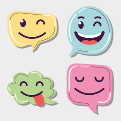 Poster - happy chat bubbles set