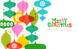 Merry Christmas colorful retro bauble template