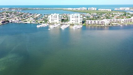 Fototapete - Marco Island Florida Aerial Flyover With Drone