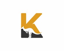 K Letter With Kangaroo In The Middle